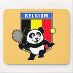 This adorable little panda loves to get out on the court and hits some balls. Panda plays in front of a large flag of Belgium. This is a great design for anyone who loves to play tennis, watch tennis or just loves cute pandas.