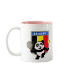 This adorable little panda loves to get out on the court and hits some balls. Panda plays in front of a large flag of Belgium. This is a great design for anyone who loves to play tennis, watch tennis or just loves cute pandas.