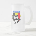 This adorable little panda loves to get out on the court and hits some balls. Panda plays in front of a large flag of Belgium. This is a great design for anyone who loves to play tennis, watch tennis or just loves cute pandas.
