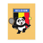 This adorable little panda loves to get out on the court and hits some balls. Panda plays in front of a large flag of Belgium. This is a great design for anyone who loves to play tennis, watch tennis or just loves cute pandas.