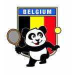 This adorable little panda loves to get out on the court and hits some balls. Panda plays in front of a large flag of Belgium. This is a great design for anyone who loves to play tennis, watch tennis or just loves cute pandas.
