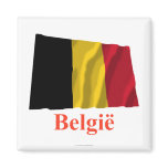 Belgium Waving Flag with Name in Dutch Magnets