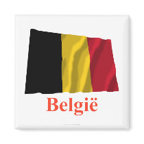 Belgium Waving Flag with Name in Dutch magnets