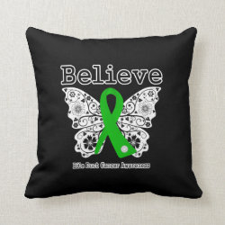 Believe - Bile Duct Cancer Butterfly Throw Pillow