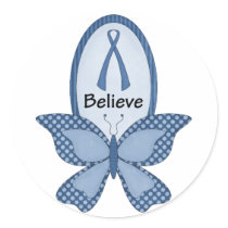 Believe- Blue Awareness Round Stickers