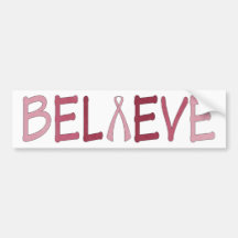Believe breast cancer awareness bumper sticker
