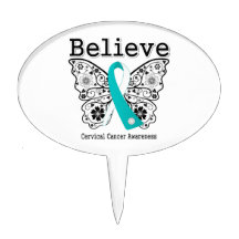 Believe - Cervical Cancer Butterfly Cake Topper