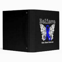 Believe - Colon Cancer Butterfly 3 Ring Binder