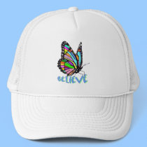"Believe" Colorful Monarch Hat by Katerpillaf "Believe" Colorful Monarch Hat