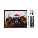 BELIEVE- Dachshund Dogs as Santa Reindeer Violano stamp
