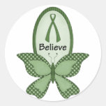 Believe- Green Awareness Round Stickers
