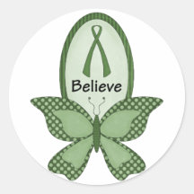 Believe- Green Awareness Round Stickers