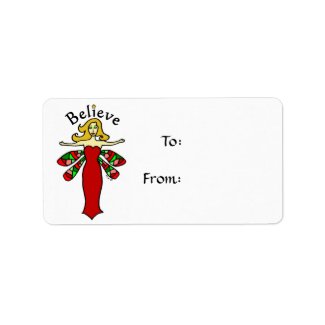 Believe Holiday Dragonfly Fairy Gift Labels label