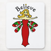 Believe Holiday Dragonfly Fairy Mousepad
