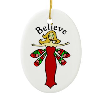 Believe Holiday Dragonfly Fairy ornament