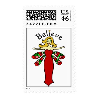 Believe Holiday Dragonfly Fairy Postage stamp