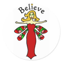 Believe Holiday Dragonfly Fairy Stickers
