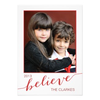 Believe Holiday Photo Cards | Red and White