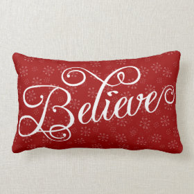 Believe in Christmas Holiday Snowflake Pillow