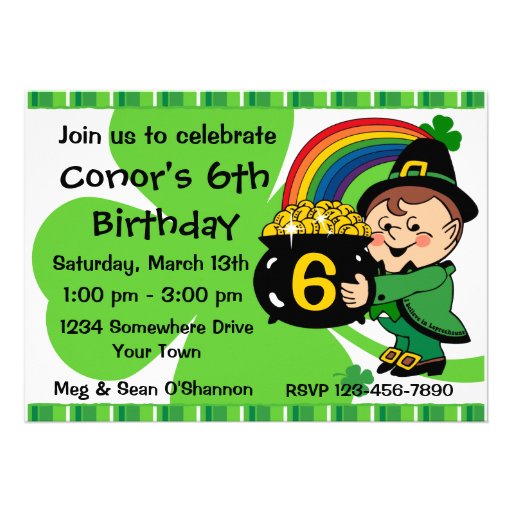 Believe In Leprechauns Birthday Party Invitation (front side)