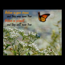 Believe in Yourself Butterfly Motivational Poster posters