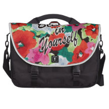 Believe in Yourself Floral artwork. Commuter Bag