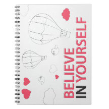 Believe in yourself typography and illustration note book