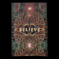 Believe Inspirational Fabric Art Tea Towel kitchen towels
