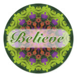 Believe : Inspirational : Geometric Mandala Art Round Stickers