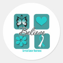 Believe Inspirations Cervical Cancer Round Stickers