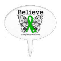 Believe - Kidney Cancer Butterfly Oval Cake Pick