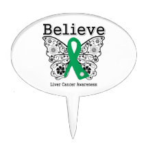 Believe - Liver Cancer Butterfly Cake Topper