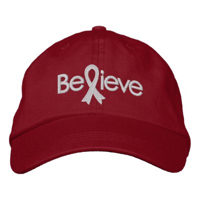 Believe - Lung Cancer Awareness Embroidered Hat by cancerapparel