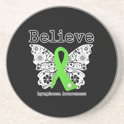 Believe - Lymphoma Butterfly Beverage Coaster