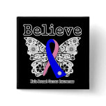 Believe - Male Breast Cancer Butterfly Buttons