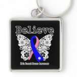 Believe - Male Breast Cancer Butterfly Keychain