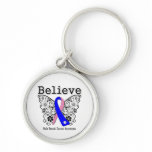 Believe - Male Breast Cancer Butterfly Key Chains
