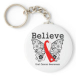 Believe - Oral Cancer Butterfly Key Chain