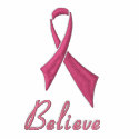 Believe Pink Ribbon Fleece Track Jacket embroidered shirts by ThePowerofPink Believe Pink Ribbon Fleece Track Jacket embroidered shirts