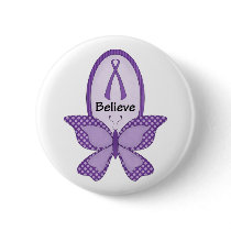 Believe- Purple Awareness Ribbon Button