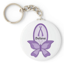 Believe- Purple Awareness Ribbon Key Chain