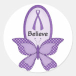 Believe- Purple Awareness Ribbon Stickers