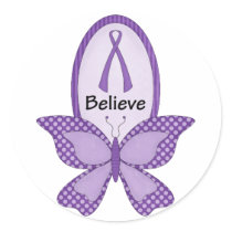 Believe- Purple Awareness Ribbon Stickers