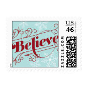Believe - Red & Light Blue Postage Stamp