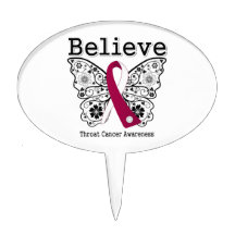 Believe - Throat Cancer Butterfly Oval Cake Topper