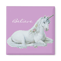 Believe Unicorn Square Magnet by MzLisaMichelle Believe Unicorn Square Magnet