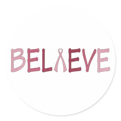Believe with pink ribbon stickers by Escape333
