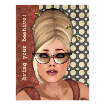Belinda Beehive Retro Chic Small Invitation