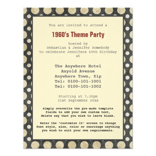 Belinda Beehive Retro Chic Small Invitation