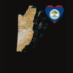 Belize Flag Heart Map Fitted AA T-Shirt